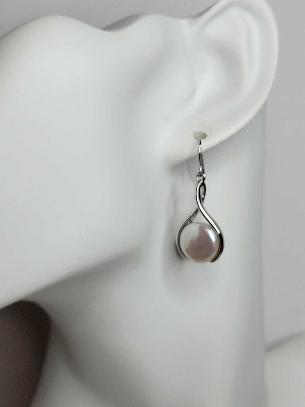 Sterling Silver Freshwater Iridescent Pearl Drop Earrings